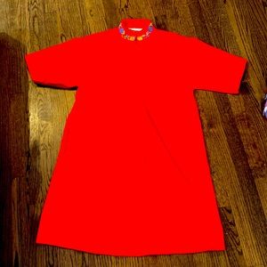 Vintage Vanity Fair Red Velour House coat- rare detail around neck